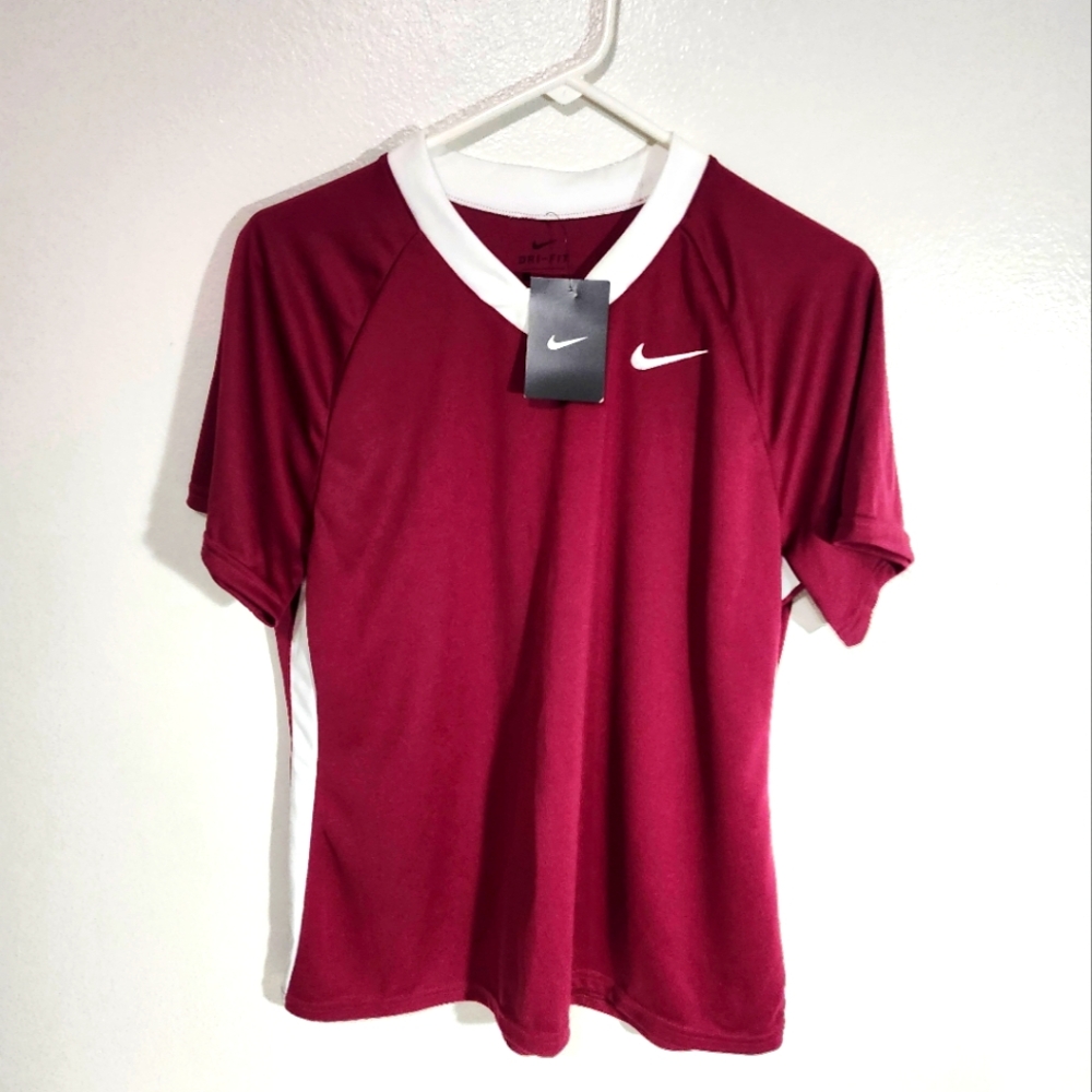 Nike Maroon and White Athletic Tee